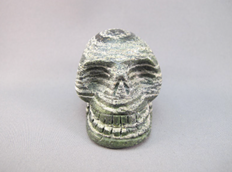 GZJ-S-135-h : Horizontal Green Zebra Jasper Crystal Skull