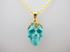 J-GPL-T-11.3-s : 18K Gold Vermeil over Sterling Silver Turquoise Crystal Skull Pendant