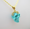 J-GPL-T-11.3-s : 18K Gold Vermeil over Sterling Silver Turquoise Crystal Skull Pendant