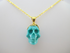 J-GPL-T-12.6-s : 18K Gold Vermeil over Sterling Silver Turquoise Crystal Skull Pendant
