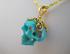J-GPL-T-12.6-s : 18K Gold Vermeil over Sterling Silver Turquoise Crystal Skull Pendant
