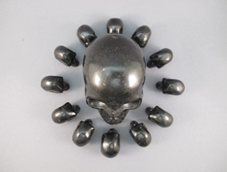 CS-13-SH-TS : Trinity Shasta 13 Shungite Crystal Skulls Set