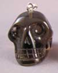 MP-1-SQ-D : Dark Smoky Quartz Crystal Skull Pendant (medium)