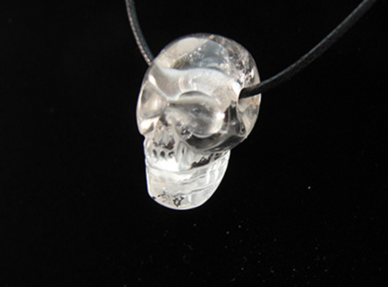 J-Q-10-D : Quartz Drilled Crystal Skull Pendant