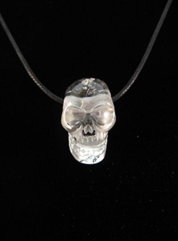J-Q-10-D : Quartz Drilled Crystal Skull Pendant