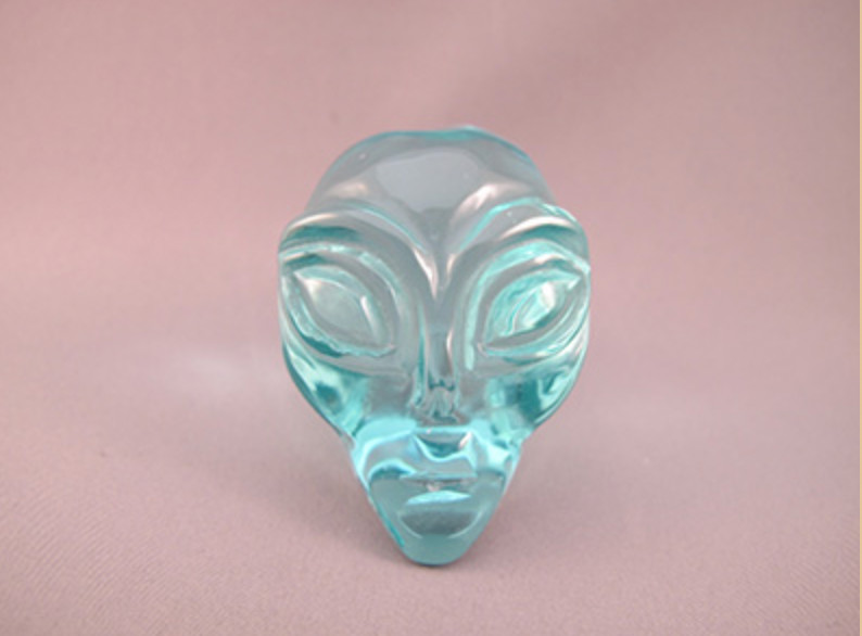 A-BGO-S-120 :  Blue-Green Obsidian Starbeing Alien Crystal Skull