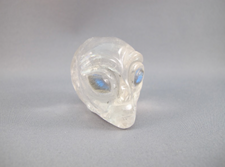 A-Q-S-65 :  Starbeing Quartz Crystal Skull with Labradorite Eyes