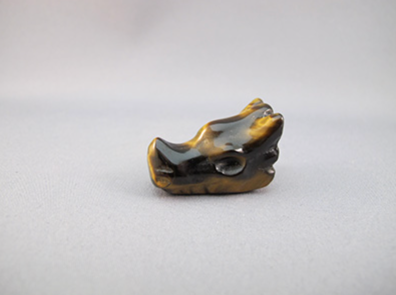 TE-DR-12 : Tiger Eye Mini Dragon Skull