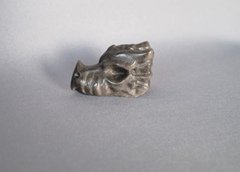 SO-DR-20 : Silver Sheen Obsidian Dragon Skull