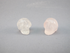 Q-RQ-B-4-TS :  TRINITY SHASTA Quartz & Rose Quartz Crystal Skull Bead Set