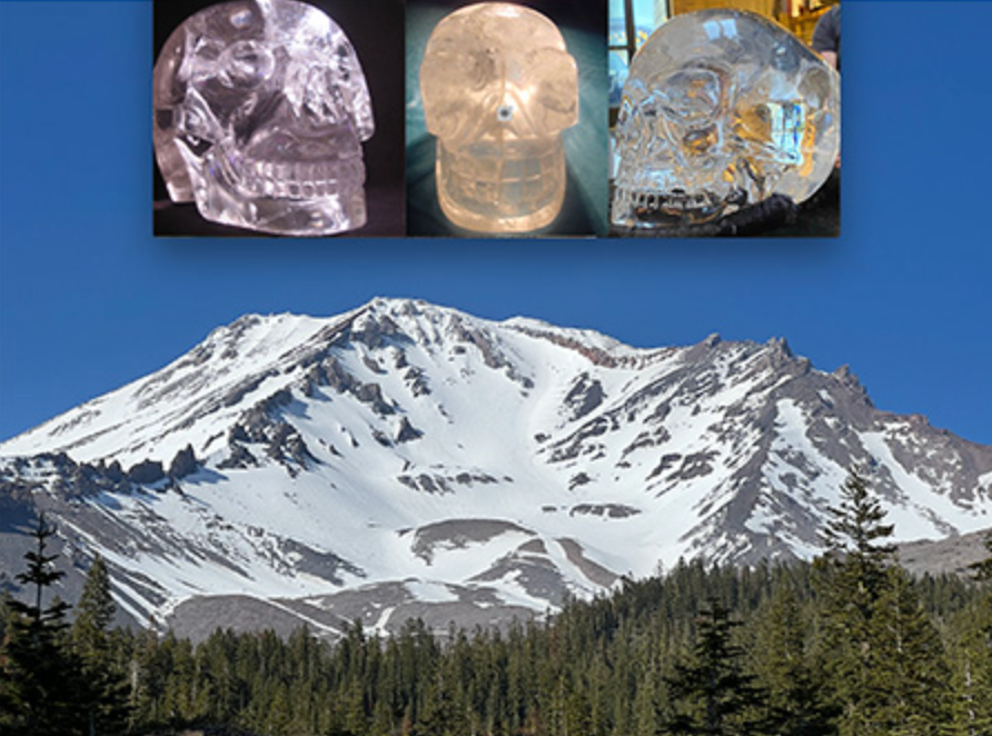 AV-RQ-B-4-TS : TRINITY SHASTA Dark Aventurine & Rose Quartz Crystal Skull Bead Set