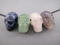 J-CS-4-MS-1-SARQA :  Multi-Stone Crystal Skull Pendant Set of 4 SODALITE/AVENTURINE/ROSE QUARTZ /AMETHYST