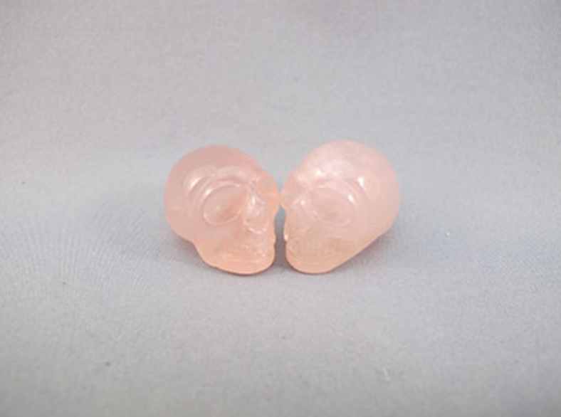 SRQ-S-12-s2 :  Star Rose Quartz Crystal Skull Duo Set