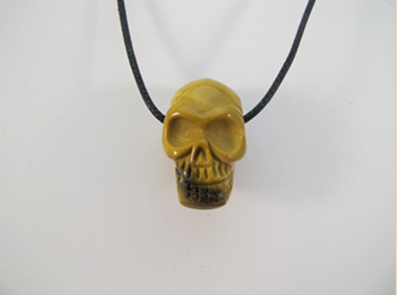DP-YMK-sh : Stonehenge Yellow Mookaite Crystal Skull Drilled Pendant