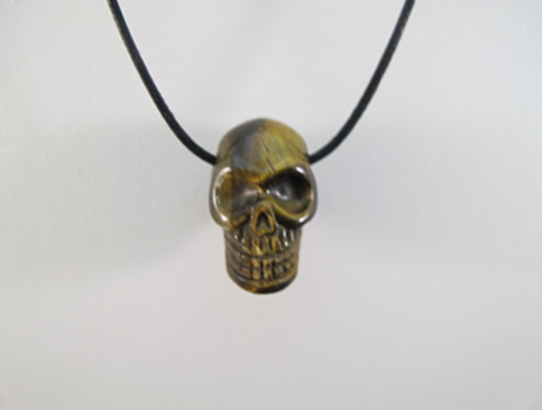 DP-TE-sh : Stonehenge Tiger Eye Crystal Skull Drilled Pendant