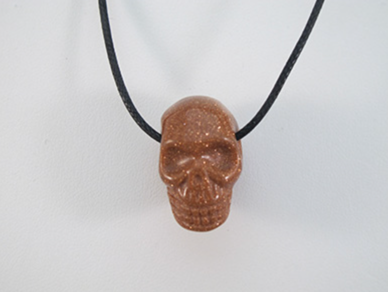 DP-GS-sh : Stonehenge Goldstone Crystal Skull Drilled Pendant