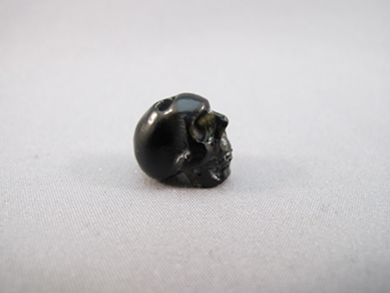 TK-S-1.5-b-sh : Stonehenge Black Tektite Crystal Skull Bead