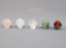 Q-RQ-OP-AV-GS-B-4-TS : TRINITY SHASTA Rose Quartz, Opalite,  Quartz, Aventurine, Goldstone 5 Crystal Skull Bead Set