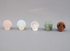 Q-RQ-OP-AV-GS-B-4-TS : TRINITY SHASTA Rose Quartz, Opalite,  Quartz, Aventurine, Goldstone 5 Crystal Skull Bead Set