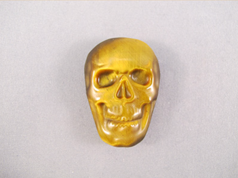 FMS-TE-S-m-t : Sedona Doorway Medium-Sized Tiger Eye Flat Crystal Skull