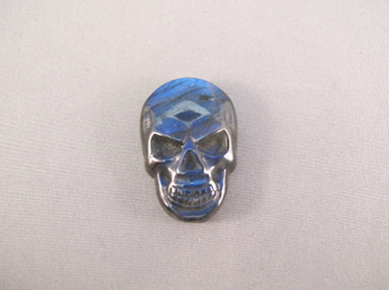 FMS-L-S-m-rb-t : Sedona Doorway Medium-Sized Royal Blue Labradorite Flat Crystal Skull