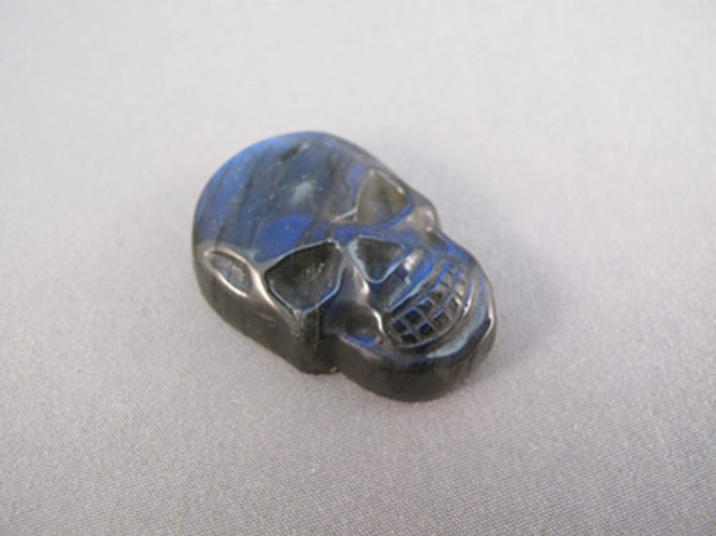 FMS-L-S-m-rb-t : Sedona Doorway Medium-Sized Royal Blue Labradorite Flat Crystal Skull
