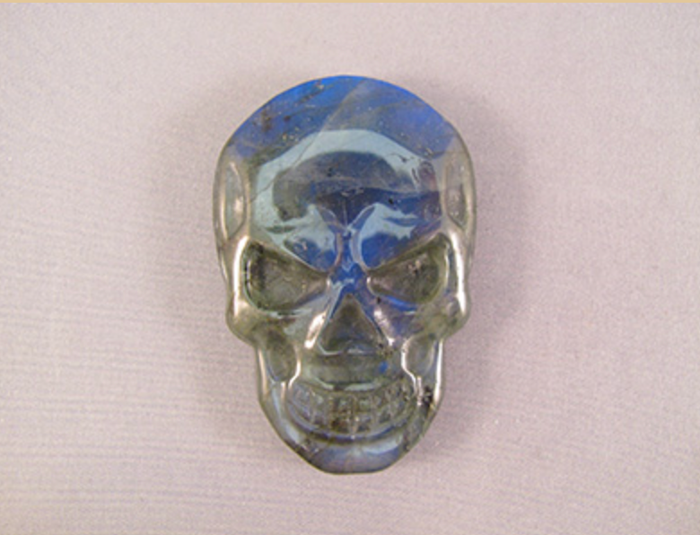 FMS-L-S-l-rb-t-40 : Sedona Doorway Extra-Large Royal Blue Labradorite Flat Crystal Skull