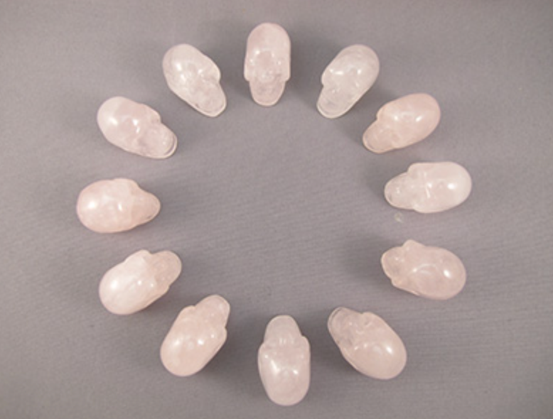 CS-12-RQ : Rose Quartz 12 Crystal Skulls Set