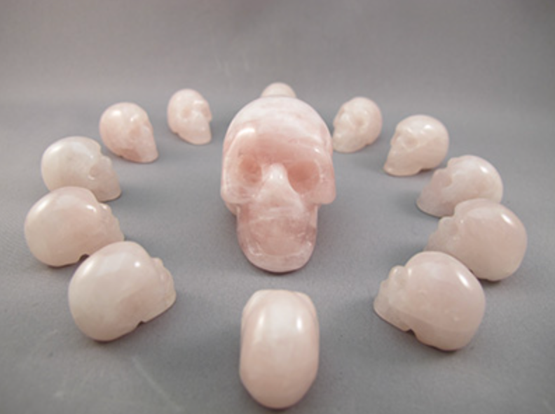 CS-13-RQ : Rose Quartz 13 Crystal Skulls Set