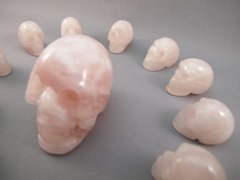 CS-13-RQ : Rose Quartz 13 Crystal Skulls Set