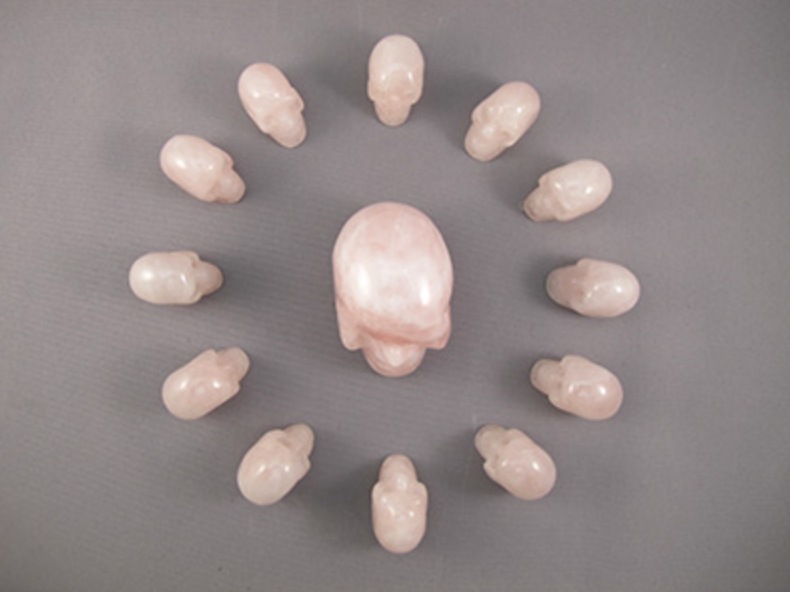 CS-13-RQ : Rose Quartz 13 Crystal Skulls Set