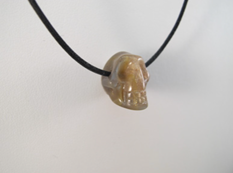 J-S-MS-Y : Sedona Doorway Gray Moonstone Crystal Skull Talisman Pendant