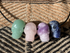 J-Q-4-S1 : Q'ero Light Infused Crystal Skull Drilled Pendant Set of 4
