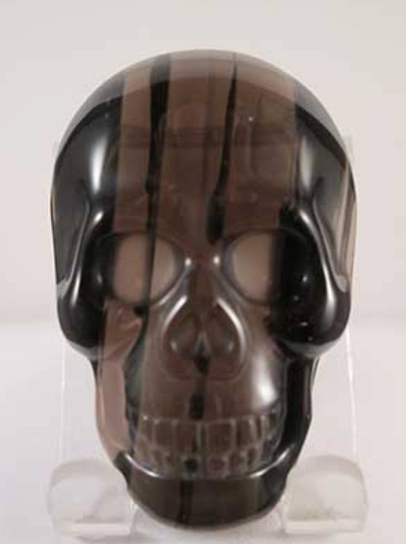 MLO-S-25-F : Midnight Lace Obsidian Flat Crystal Skull