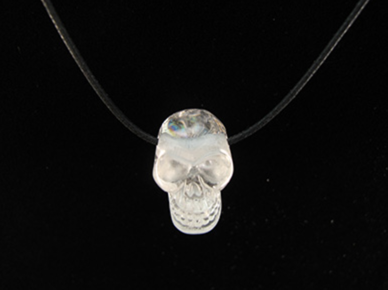 DP-RQ-bm : British Museum Crystal Skull Rainbow Quartz Crystal Skull Drilled Pendant