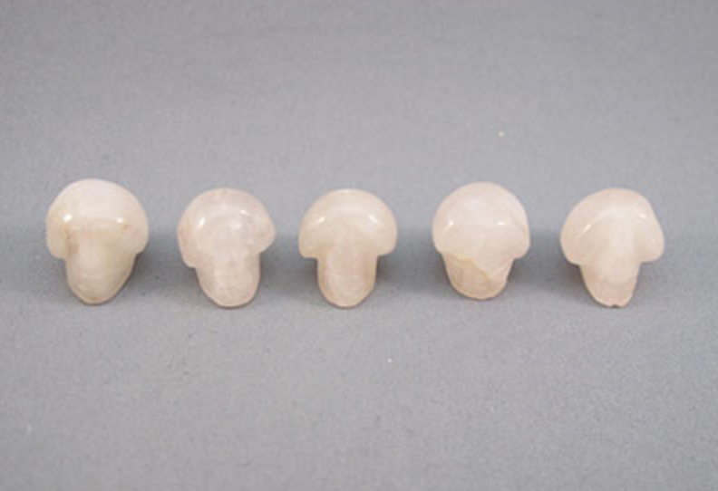 A-RQ-B-5-TS : Adoption TRINITY SHASTA 5 Rose Quartz Crystal Skull Bead Set