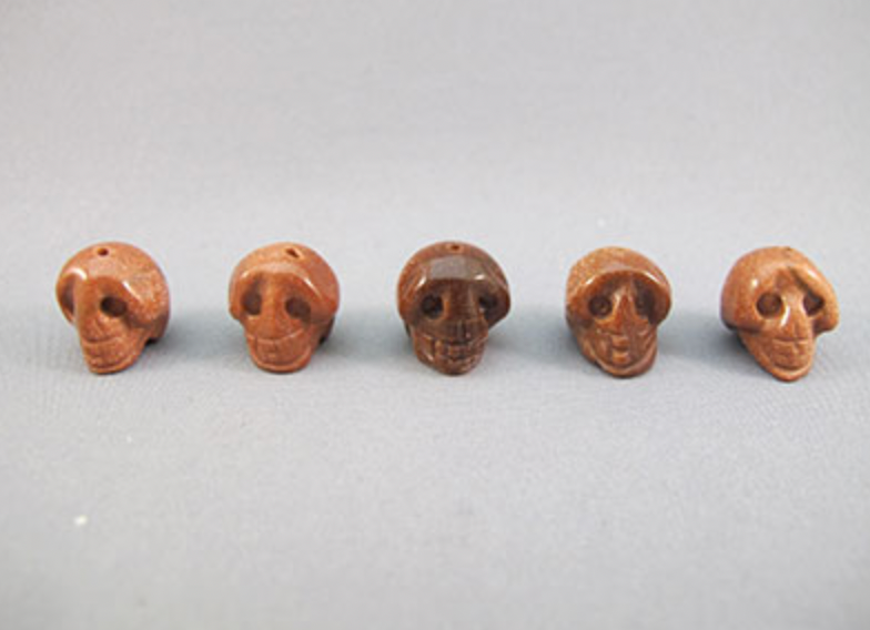 A-RQ-B-5-TS : Adoption TRINITY SHASTA 5 Goldstone Crystal Skull Bead Set