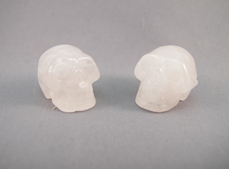 A-RQ-P-10 : 2-for-1 Adoption Pocket Rose Quartz Crystal Skulls
