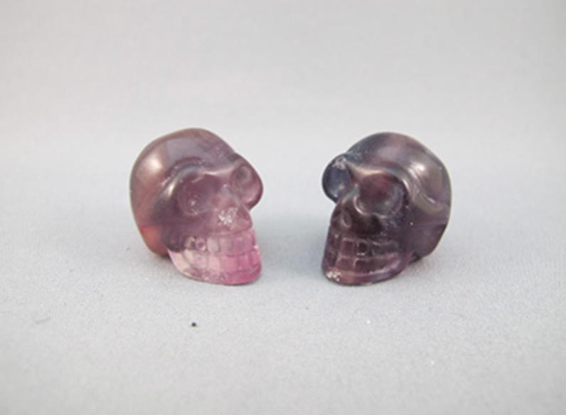 A-F-P-14-s :  2-for-1 Adoption Fluorite Pocket Crystal Skulls
