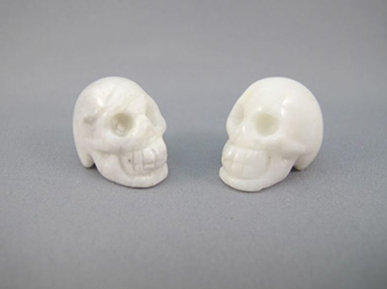 A-WHL-P-12-s : 2-for-1 Adoption White Howlite Crystal Skulls