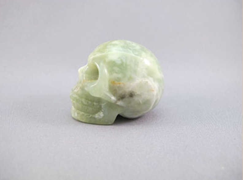 A-J-S-50-wg : Adoption White & Green Jade Crystal Skull