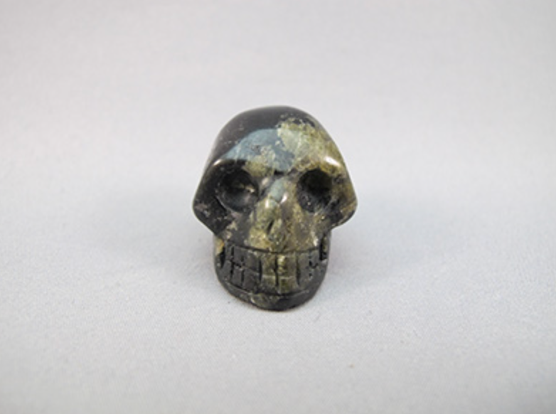 A-BT-S-25-g : Adoption Black & Green Tourmaline Crystal Skull