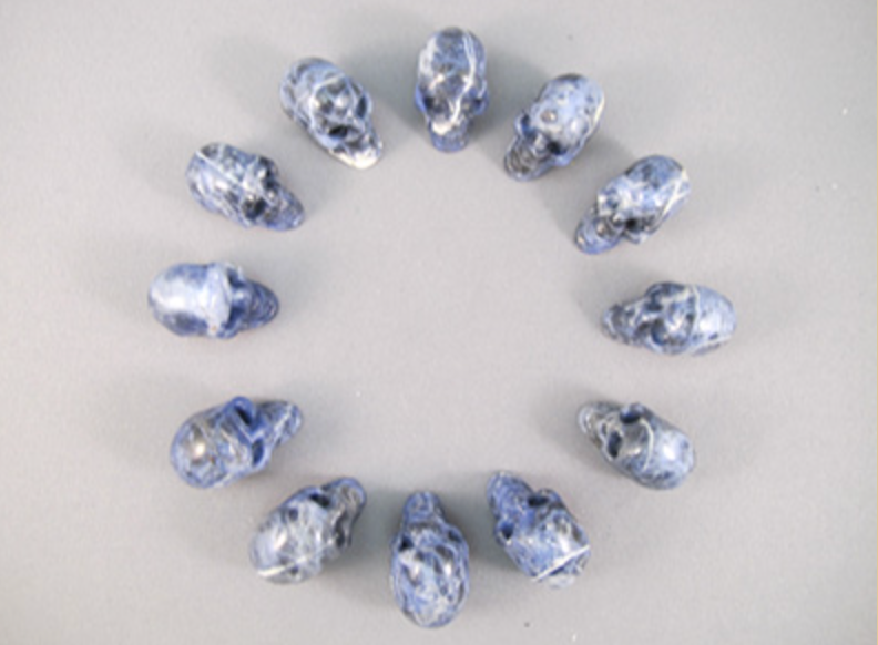 A-CS-12-BS : Adoption Sodalite 12 Crystal Skulls Set