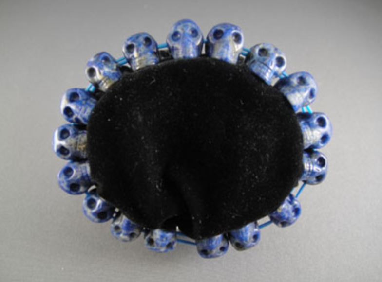 A-J-B-BL : Adoption Blue Lapis Lazuli Crystal Skull Bead Bracelet
