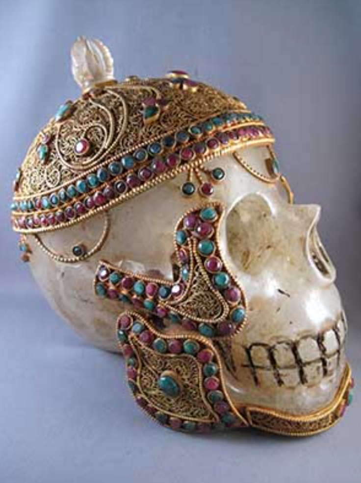 HQ-L-5031 : Jewel-Encrusted Tibetan Crystal Skull