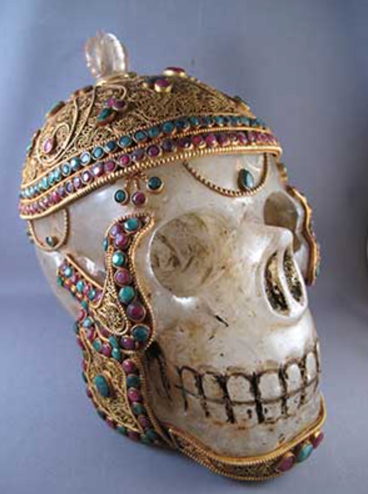 HQ-L-5031 : Jewel-Encrusted Tibetan Crystal Skull