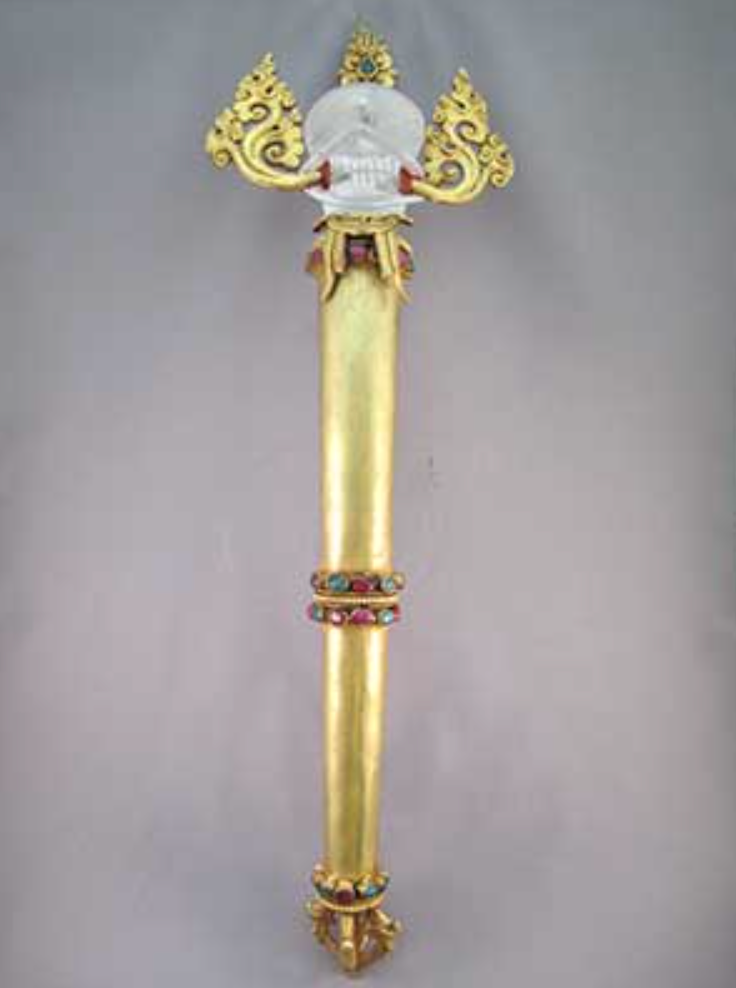 T-W-604 : Tibetan Crystal Skull Scepter Wand