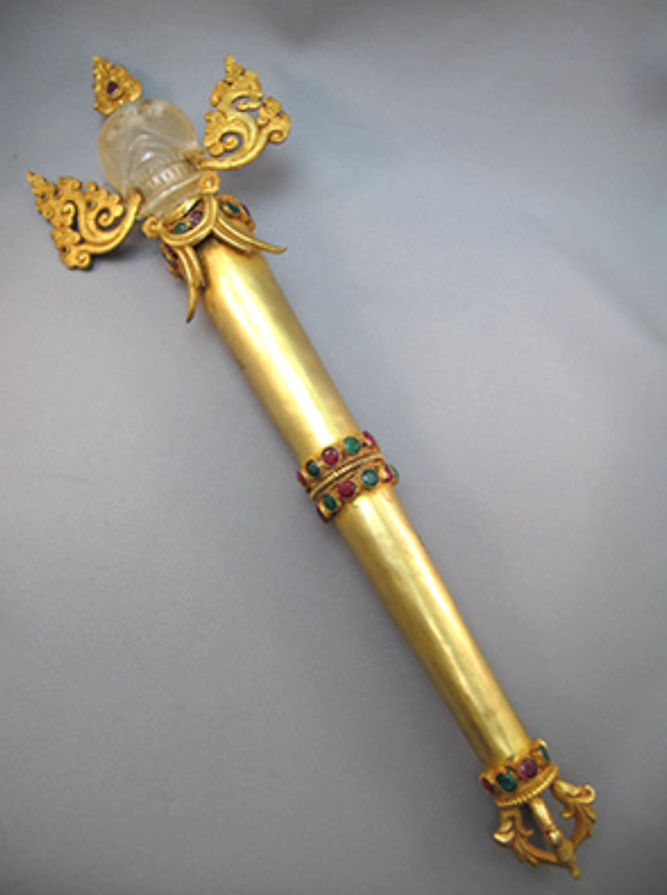 T-W-555 : Tibetan Crystal Skull Scepter Wand