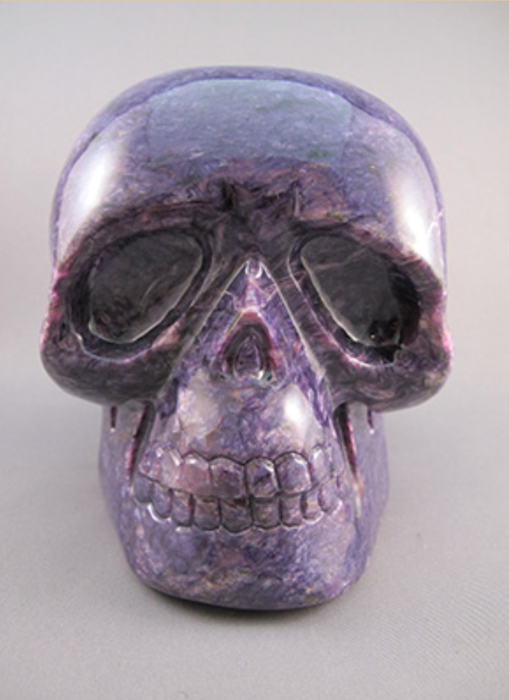 CH-L-2627 : Gem Quality Charoite Crystal Skull