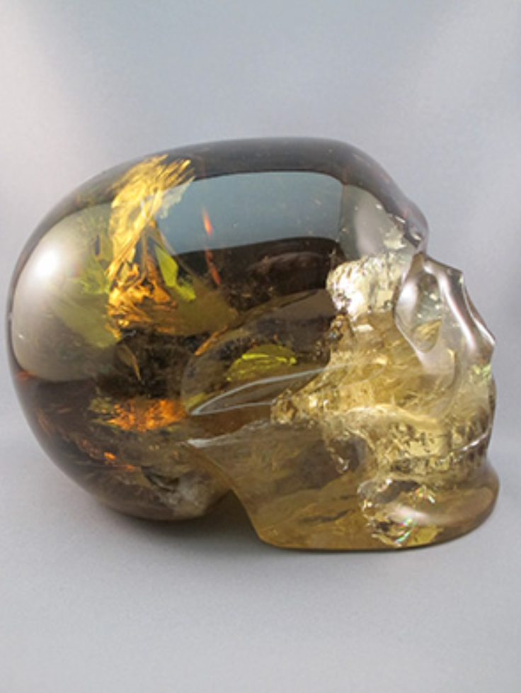C-L-5239 : Amber Citrine Crystal Skull